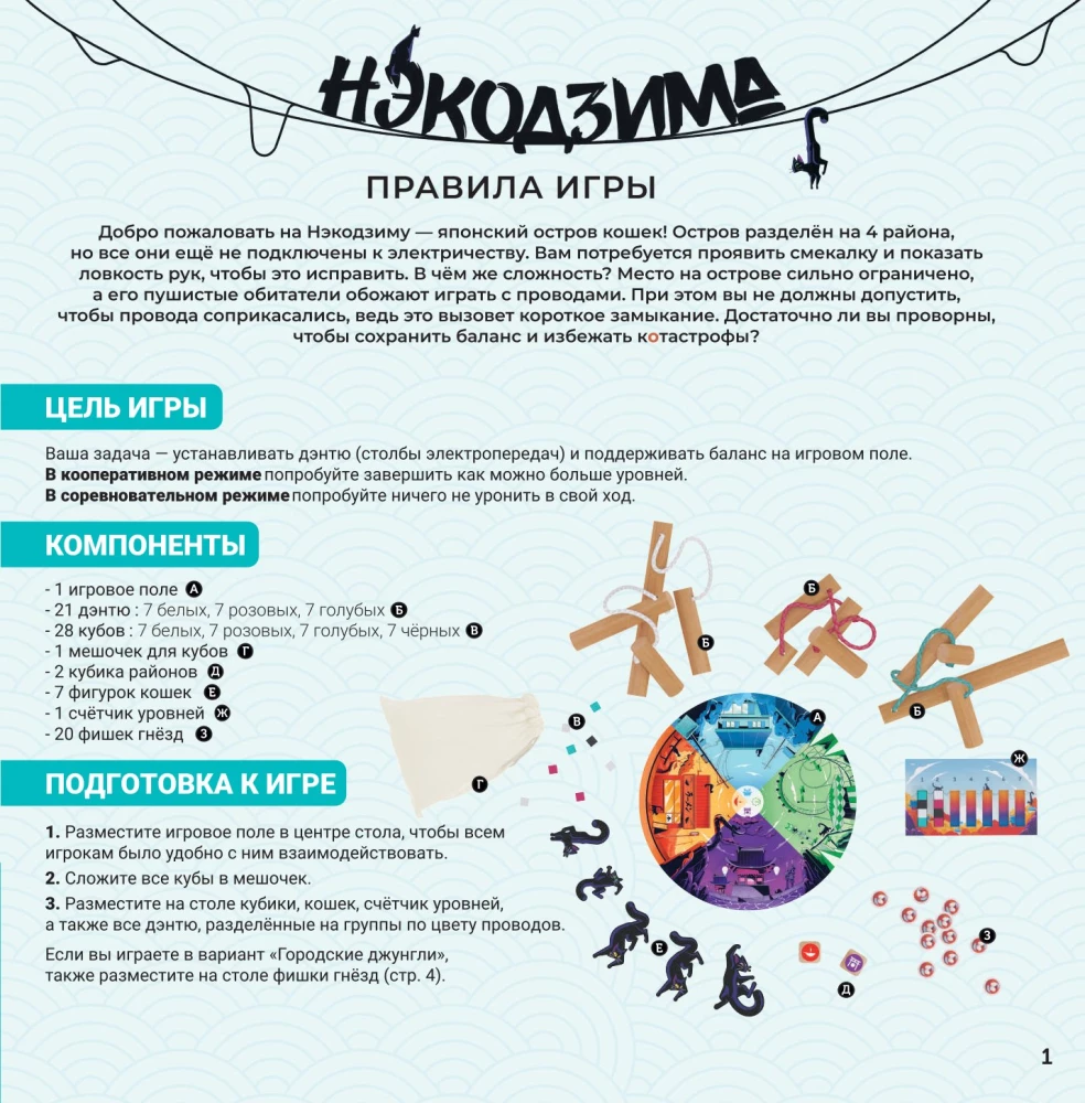 Board Game - Nekodzima. Balance on the Edge of Catastrophe
